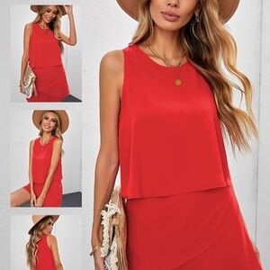 Sleeveless Red Layered Dress